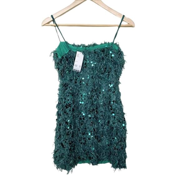 Urban OUTFITTERS UO Camila Feathers Sequin Mini Dress Green - Picture 7 of 7